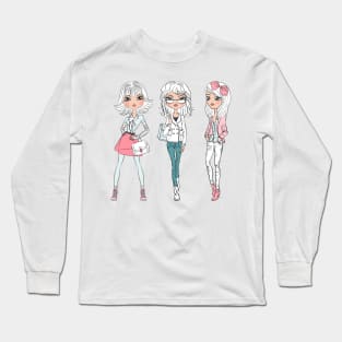 Set beautiful fashion hipster girls Long Sleeve T-Shirt